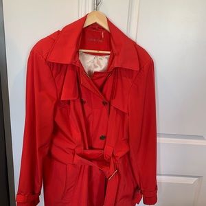 Women’s Rain coat, trench coat, 3x, red